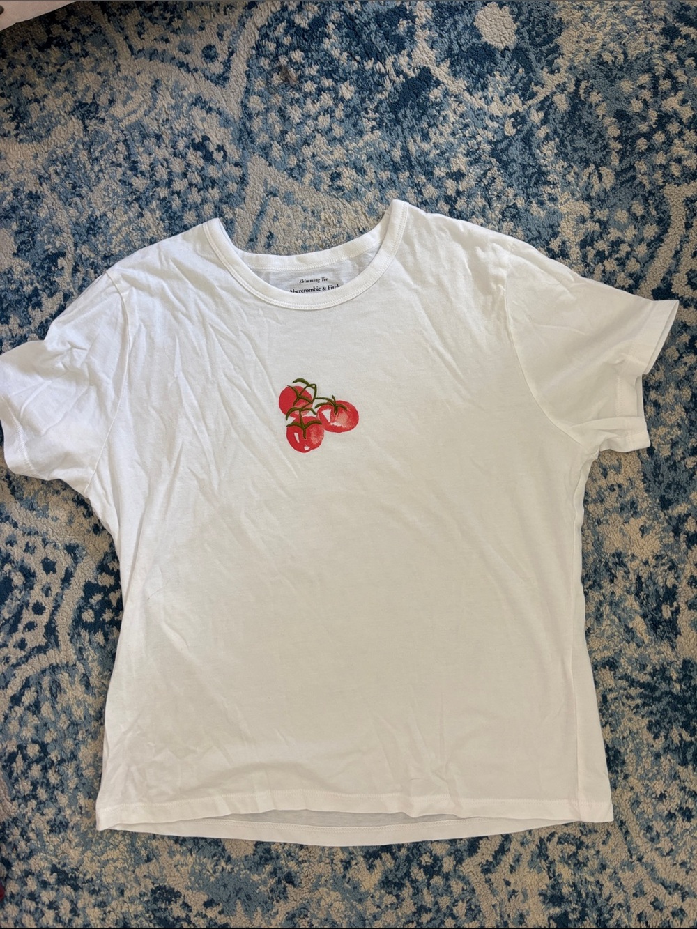Abercrombie & Fitch White Tee with Red Cherry Motif